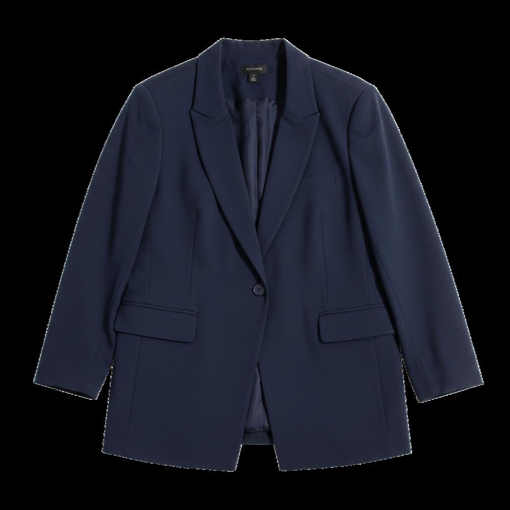 Halogen Tailored Classic Navy Pointed Hem One Button Blazer Size 22 W